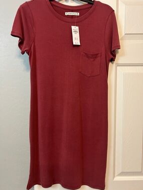 Abercrombie & Fitch Women's Short Sleeve Pocket Tee Dress - Wine